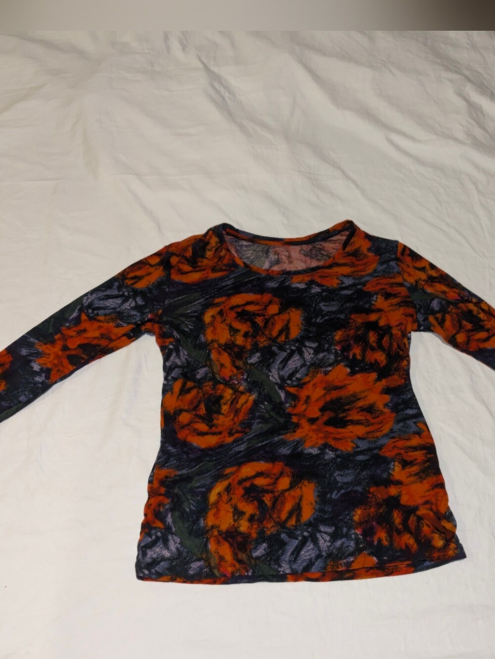 Daisy Fuentes Multicolor Floral-Print Long Sleeve Top
